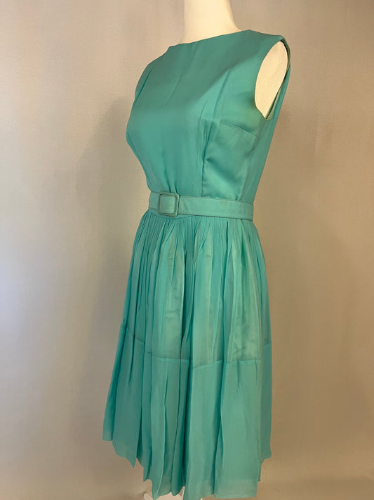 50’s/60’s Teal Crepe Chiffon Dress