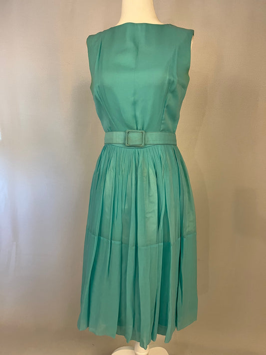 50’s/60’s Teal Crepe Chiffon Dress