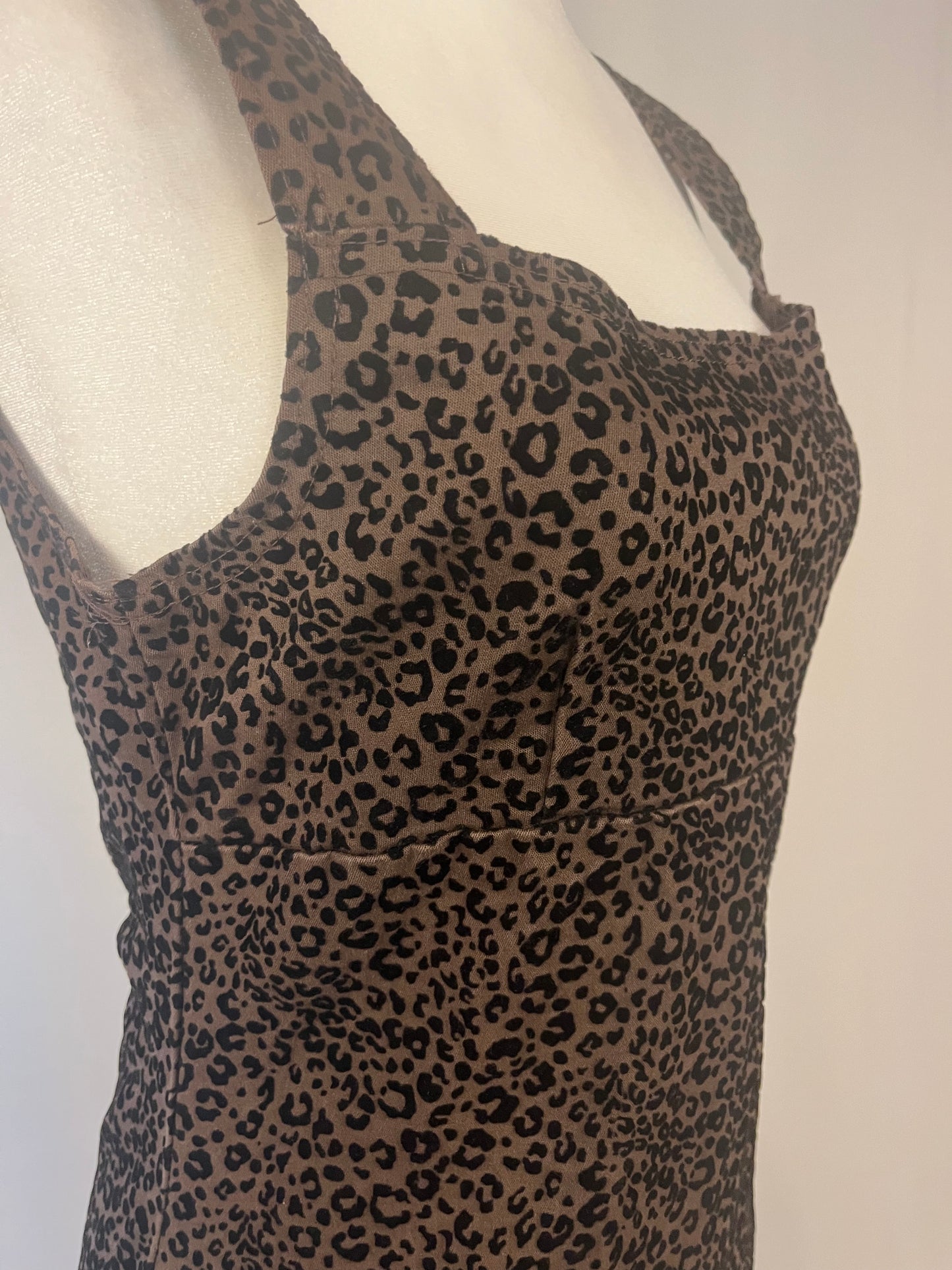 Y2K Velvet Cheetah Print Mini Dress